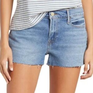 FRAME Le Cutoff Denim Jean Shorts 30 Raw Fray Hem Blue Mid Rise Casual Summer